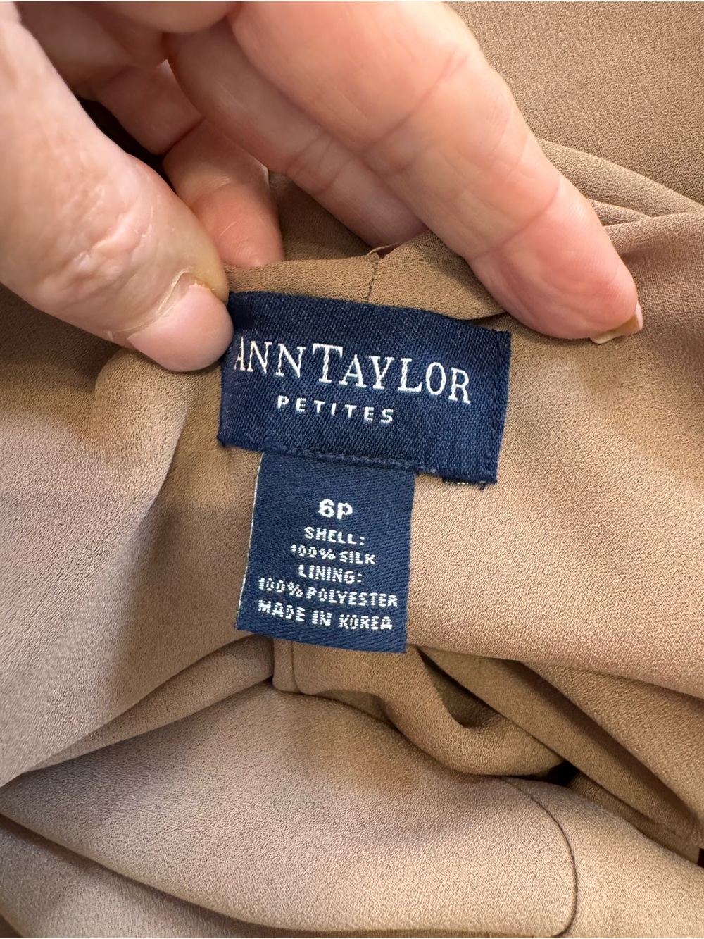Ann Taylor Silk Tan/Brown Animal Print Sleeveless Midi Dress Size 6P Small Flaw - Picture 10 of 13